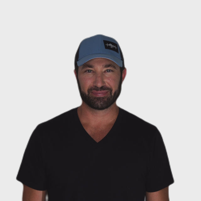 Mountains Hat - Low Profile - Ponytail - Blue / Black - Laser Mesh