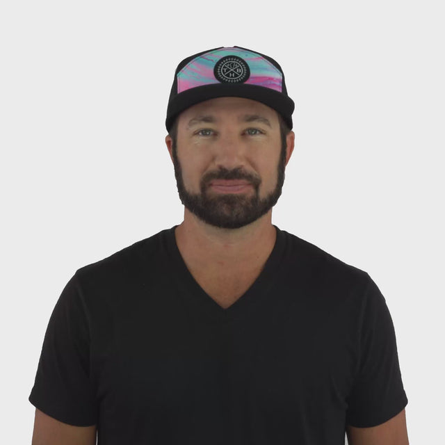 THB Hat - Flat Bill - Liquid Pink - Black - Laser Mesh