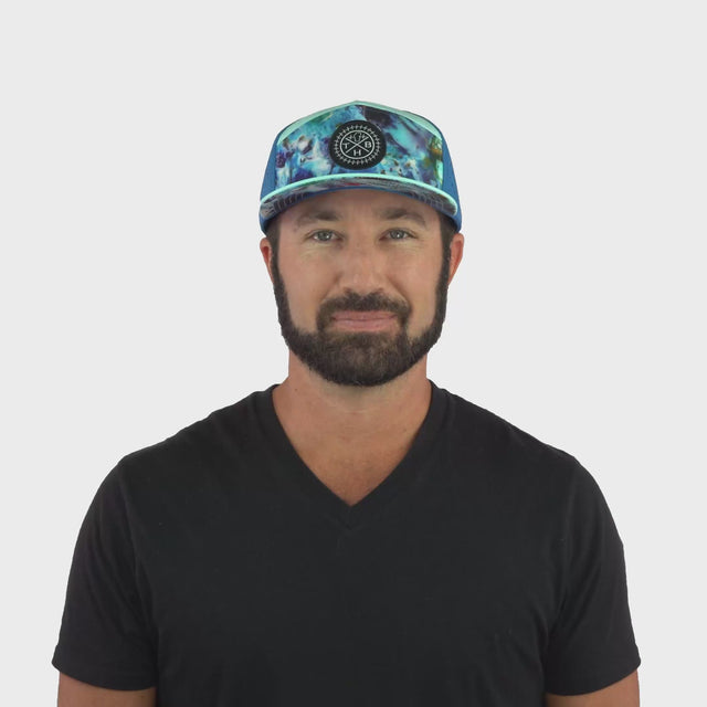 **ADULT** Color Vibes Hat - Flat Bill - Nebula - Mint / Blue - Laser Mesh