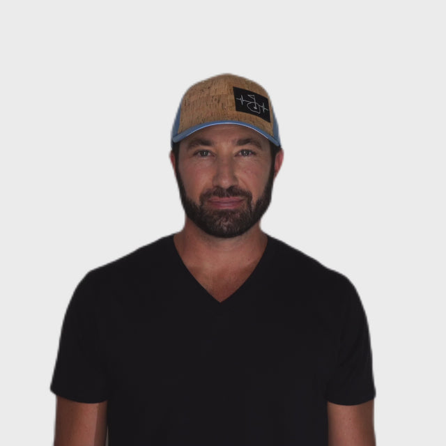 Golf Hat - Baseball Hat Fit - Cork - Slate Blue - Laser Mesh