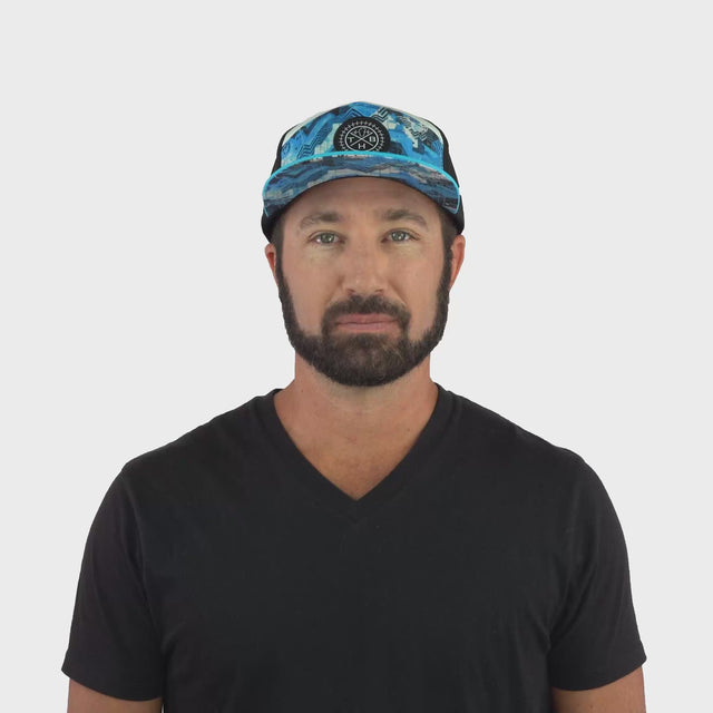 Color Vibes Hat - Flat Bill - Blue Shock - Neon Blue / White / Black - Laser Mesh