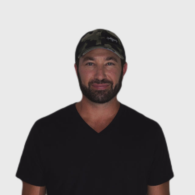 Mountains Hat - Dad Hat - Camo / Black - Soft Trucker Mesh