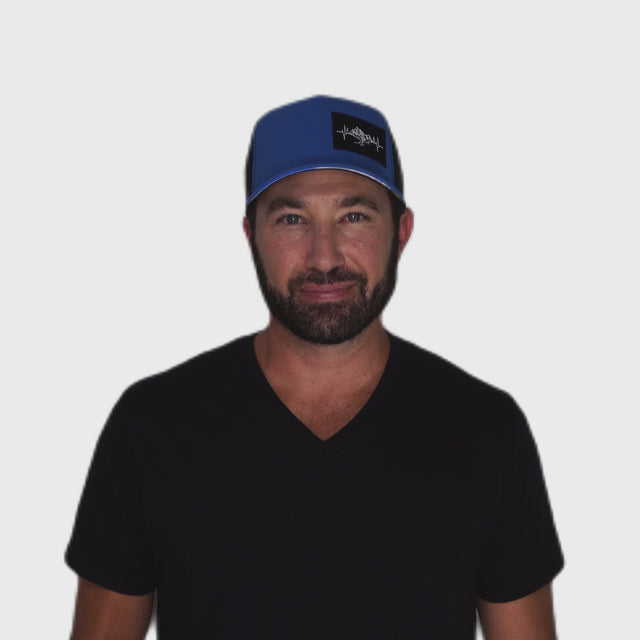 Mountains Hat - Trucker Hat - Royal Blue / Black - Laser Mesh