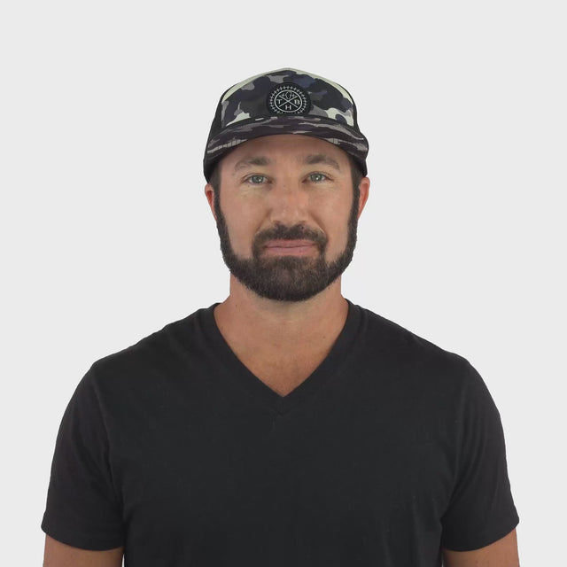 **ADULT** Color Vibes Hat - Flat Bill - Desert Night Camo - Black / Cream - Laser Mesh