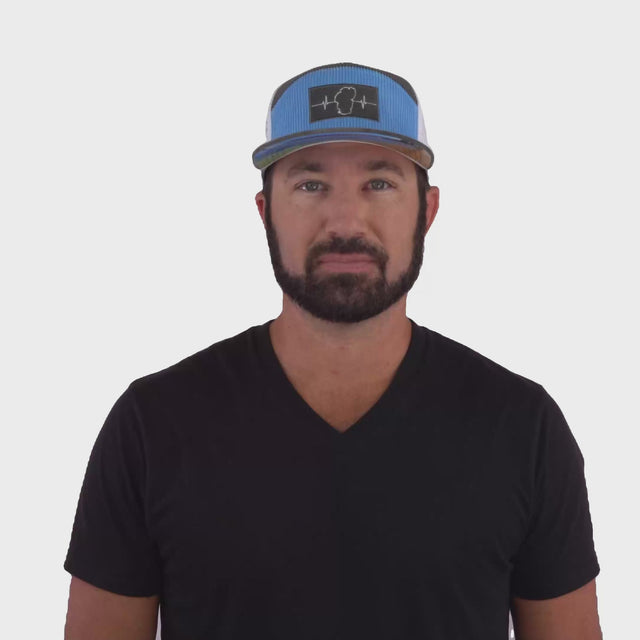 Tahoe Hat - Flat Bill - Corduroy - Charcoal / Light Blue / White - Jersey Mesh