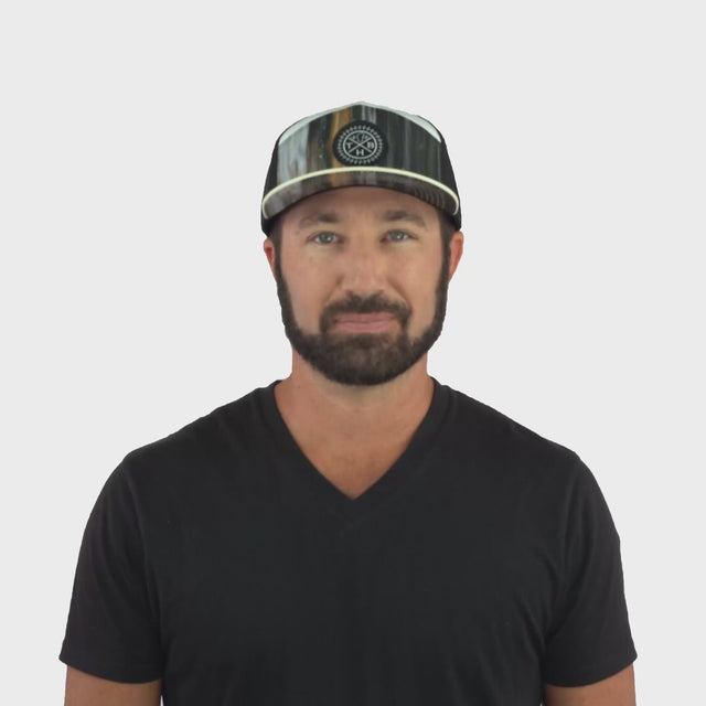 **ADULT** Color Vibes Hat - Flat Bill - Mystic Tree - Cream / White / Black - Laser Mesh