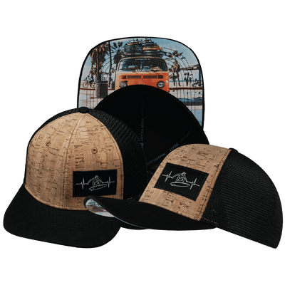 Surf Hat — Baseball Hat Fit, Cork, Black, Trucker Mesh