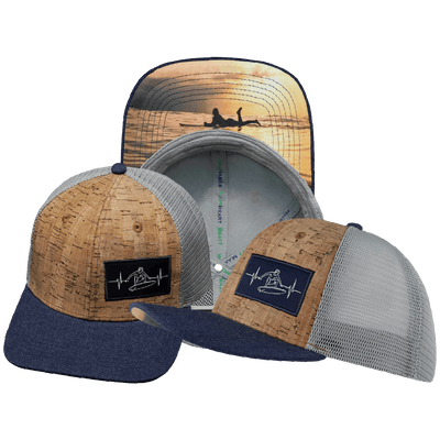 Surf Hat — Baseball Hat Fit, Cork, Heather Navy / Gray, Trucker Mesh