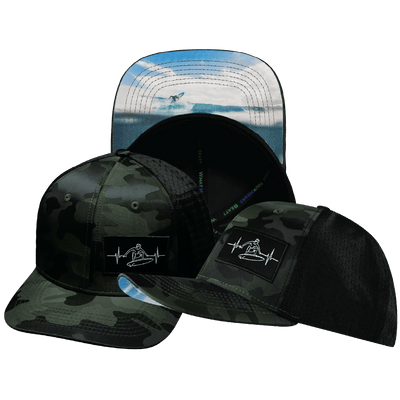 Surf Hat — Baseball Hat Fit, Green Camo / Black, Jersey Mesh