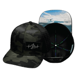 Surf Hat, Baseball Hat, Snapback Hat, Green Camo, Black, Mens Hat, Womens Hat, Main Picture