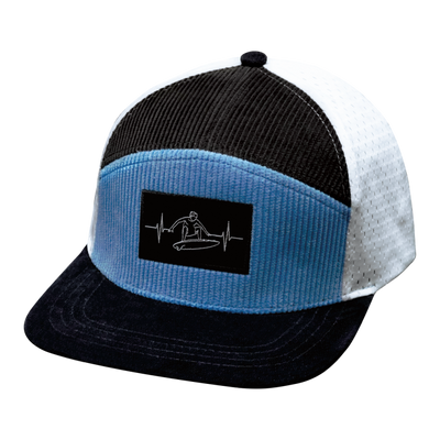 Surf Hat, Flat Bill, Snapback Hat, Corduroy, Charcoal, Light Blue, White, Mens Hat, Womens Hat, Front Picture 