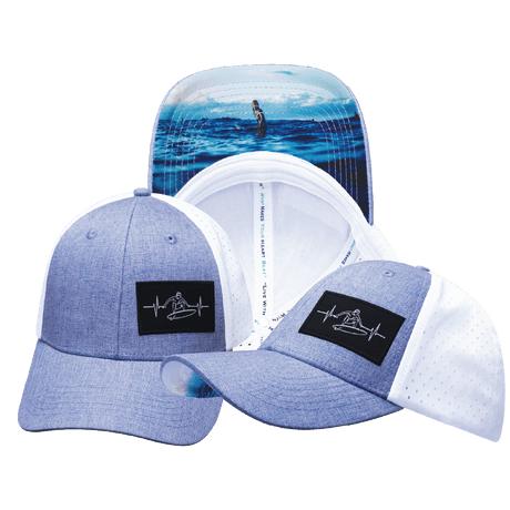 Surf Hat, Low Profile, Snapback Hat, Light Blue, White, Mens Hat, Womens Hat, Main Picture 