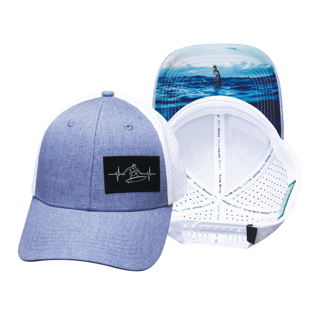 Surf Hat, Low Profile, Snapback Hat, Light Blue, White, Mens Hat, Womens Hat, Main Picture 