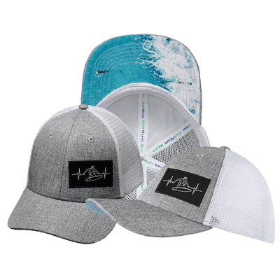 Surf Hat — Low Profile, Heather Gray / White, Trucker Mesh