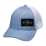 Surf Hat, Low Profile, Snapback Hat, Light Blue, White, Mens Hat, Womens Hat, Front Picture 