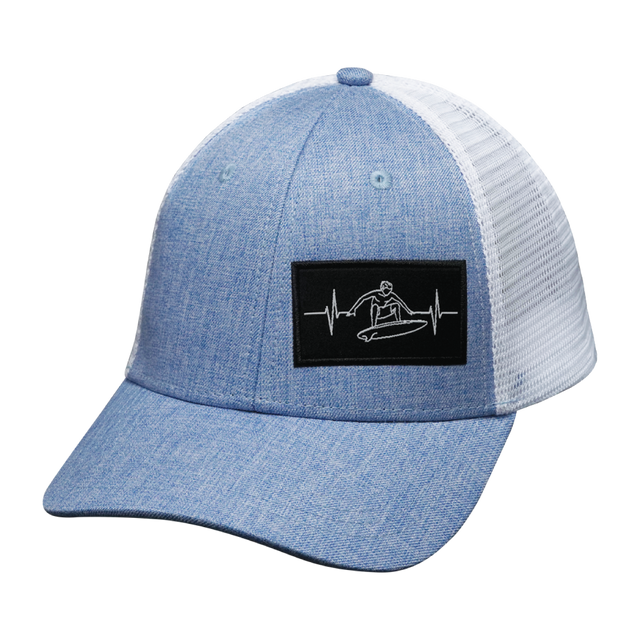 Surf Hat, Low Profile, Snapback Hat, Light Blue, White, Mens Hat, Womens Hat, Front Picture 