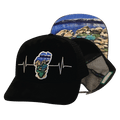 Tahoe Hat - Baseball Hat Fit - Suede - Black - Sand Harbor - Trucker Mesh