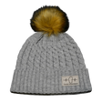 Tahoe Beanie, Pom Beanie, Gray, Silver Patch, Mens Beanie, Womens Beanie, Front Picture