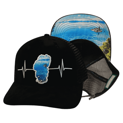 Tahoe Hat — Baseball Hat Fit, Suede, Black, Glass, Trucker Mesh