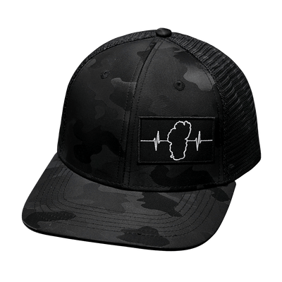 Tahoe Hat, Baseball Hat, Snapback Hat, Black Camo, Black Mens Hat, Womens Hat, Front Picture