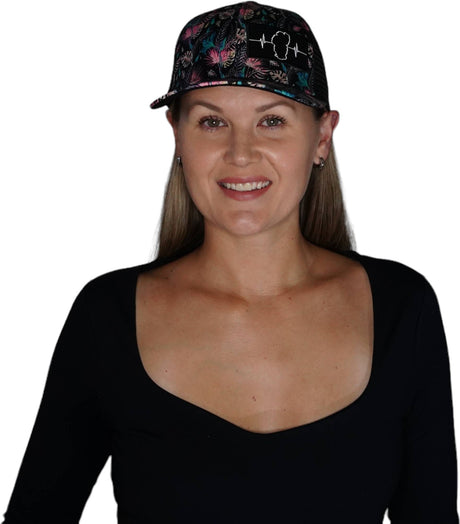 Tahoe Hat, Baseball Hat, Snapback Hat, Black Floral, Black Mens Hat, Womens Hat, Woman In Hat Picture