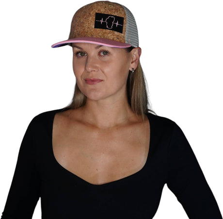 Tahoe Hat, Baseball Hat, Snapback Hat, Cork, Pink, Gray, Mens Hat, Womens Hat, Woman In Hat Picture