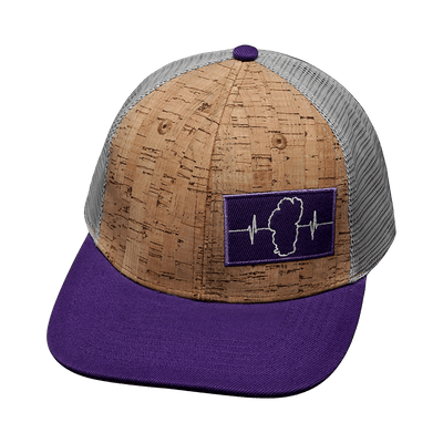 Tahoe Hat, Baseball Hat, Snapback Hat, Cork, Purple, Gray, Mens Hat, Womens Hat, Front Picture