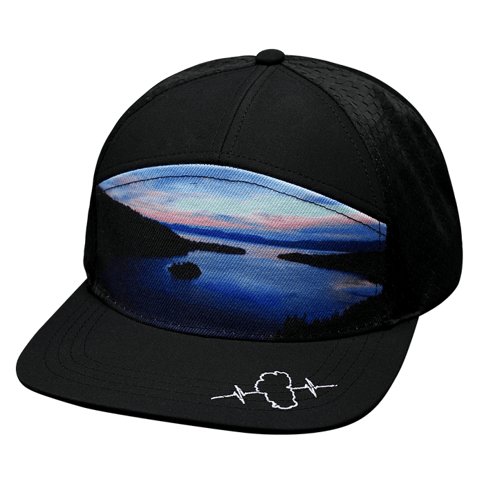 Tahoe Hat — Flat Bill, Black, Sunrise, Jersey Mesh