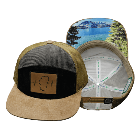 Tahoe Hat, Flat Bill, Snapback Hat, Corduroy, Tan, Black, Gray, Mens Hat, Womens Hat, Main Picture