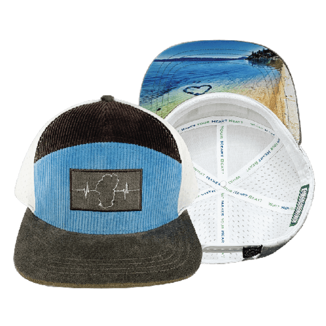 Tahoe Hat, Flat Bill, Snapback Hat, Corduroy, Charcoal, Light Blue, White, Mens Hat, Womens Hat, Main Picture 
