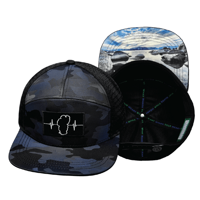 Tahoe Hat, Flat Bill, Snapback Hat, Navy Camo, Black, Mens Hat, Womens Hat, Main Picture
