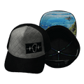 Tahoe Hat - Trucker Hat - Quilted Velvet - Black / Gray - Trucker Mesh