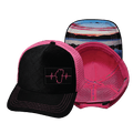 Tahoe Hat - Trucker Hat - Quilted Velvet - Black / Pink - Trucker Mesh