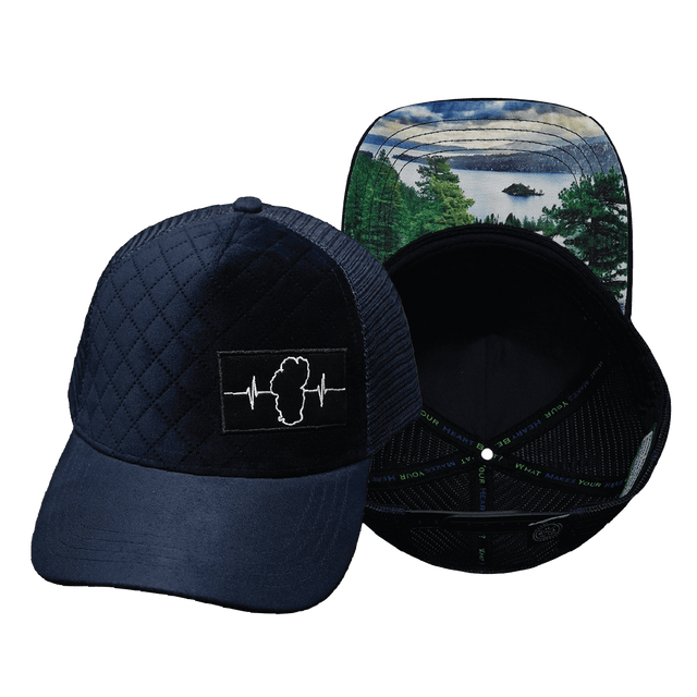 Hat, Trucker Hat, Snapback Hat, Quilted Velvet, Navy, Mens Hat, Womens Hat, Main Picture