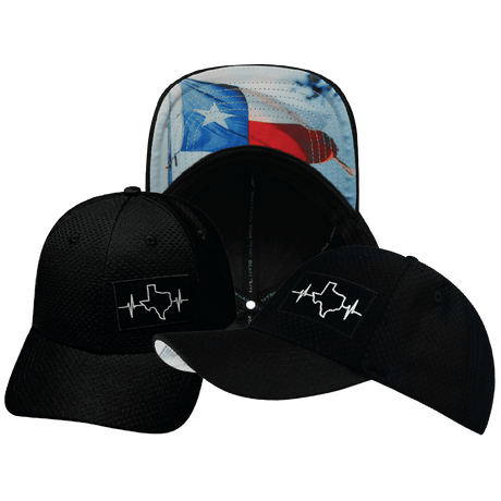 Texas Hat, Athletiic Fit,  Airmesh, Snapback Hat, Black, Mens Hat, Womens Hat, Main Picture 