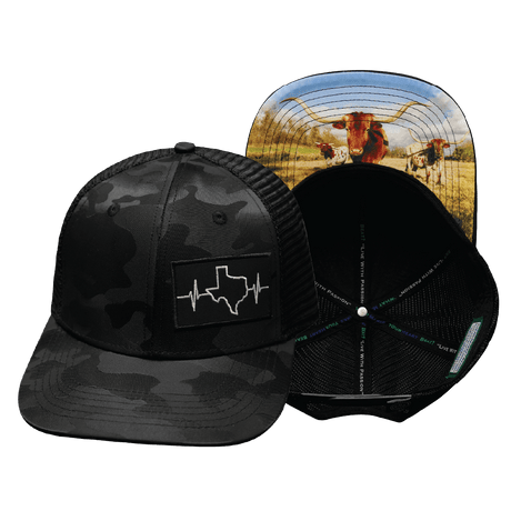 Texas Hat, Baseball Hat, Snapback Hat, Black Camo, Black, Mens Hat, Womens Hat, Main Picture