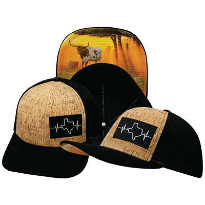 Texas Hat — Baseball Hat Fit, Cork, Black, Trucker Mesh