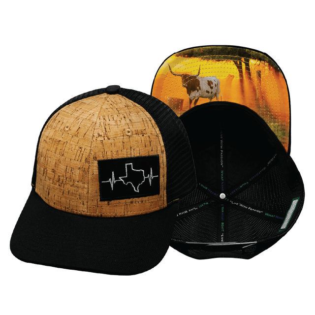 Texas Hat, Baseball Hat, Snapback Hat, Cork, Black, Mens Hat, Womens Hat, Main Picture