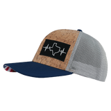 Texas Hat, Baseball Hat, Snapback Hat, Cork, Navy, Gray, Mens Hat, Womens Hat, Side Picture