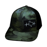 Texas Hat, Baseball Hat, Snapback Hat, Green Camo, Black, Mens Hat, Womens Hat, Front Picture