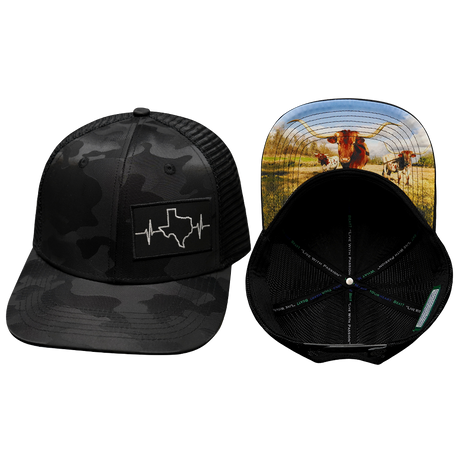 Texas Hat, Baseball Hat, Snapback Hat, Black Camo, Black, Mens Hat, Womens Hat, Main Picture