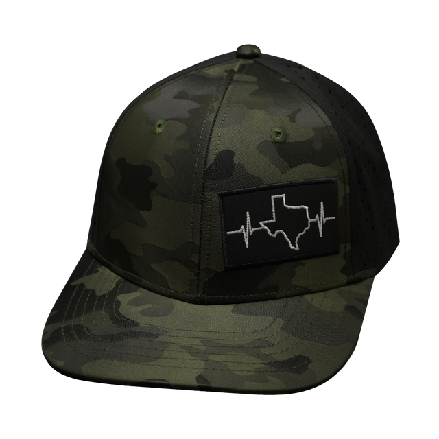 Texas Hat, Baseball Hat, Snapback Hat, Green Camo, Black, Mens Hat, Womens Hat, Front Picture