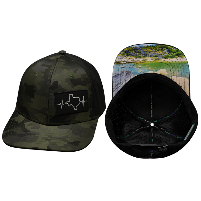 Texas Hat, Baseball Hat, Snapback Hat, Green Camo, Black, Mens Hat, Womens Hat, Main Picture