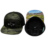 Texas Hat, Flat Bill, Snapback Hat, Green Camo, Black, Mens Hat, Womens Hat, Main Picture