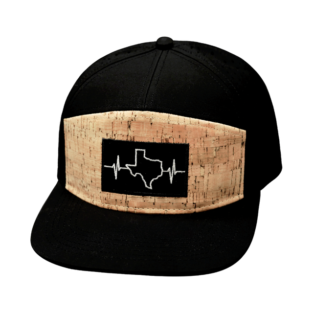Texas Hat, Flat Bill, Snapback Hat, Cork, Black, Mens Hat, Womens Hat, Front Picture