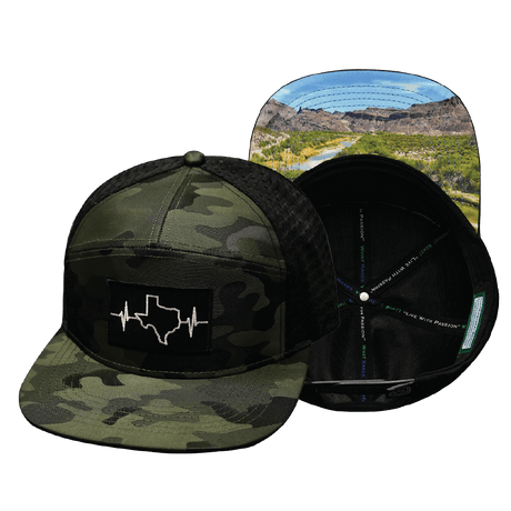 Texas Hat, Flat Bill, Snapback Hat, Green Camo, Black, Mens Hat, Womens Hat, Main Picture