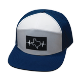 Texas Hat, Flat Bill, Snapback Hat, Navy, Gray, White, Mens Hat, Womens Hat, Front Picture