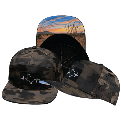 Texas Hat, Flat Bill, Snapback Hat, Tan Camo, Mens Hat, Womens Hat, Main Picture