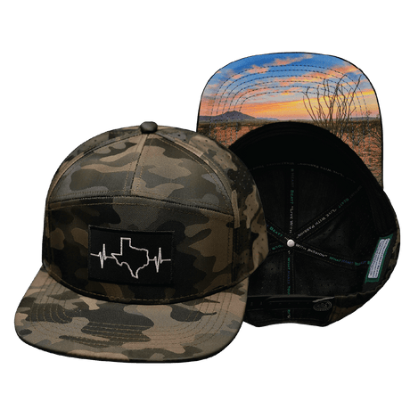 Texas Hat, Flat Bill, Snapback Hat, Tan Camo, Mens Hat, Womens Hat, Main Picture