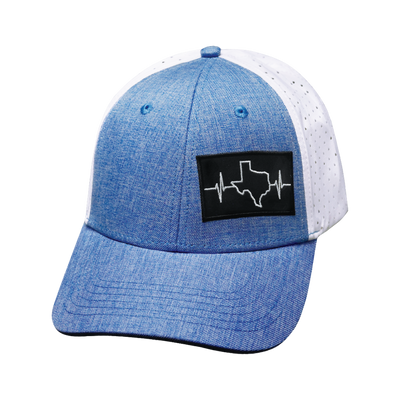 Texas Hat, Low Profile, Ponytail Hat, Snapback Hat, Light Blue, White, Mens Hat, Womens Hat, Front Picture 